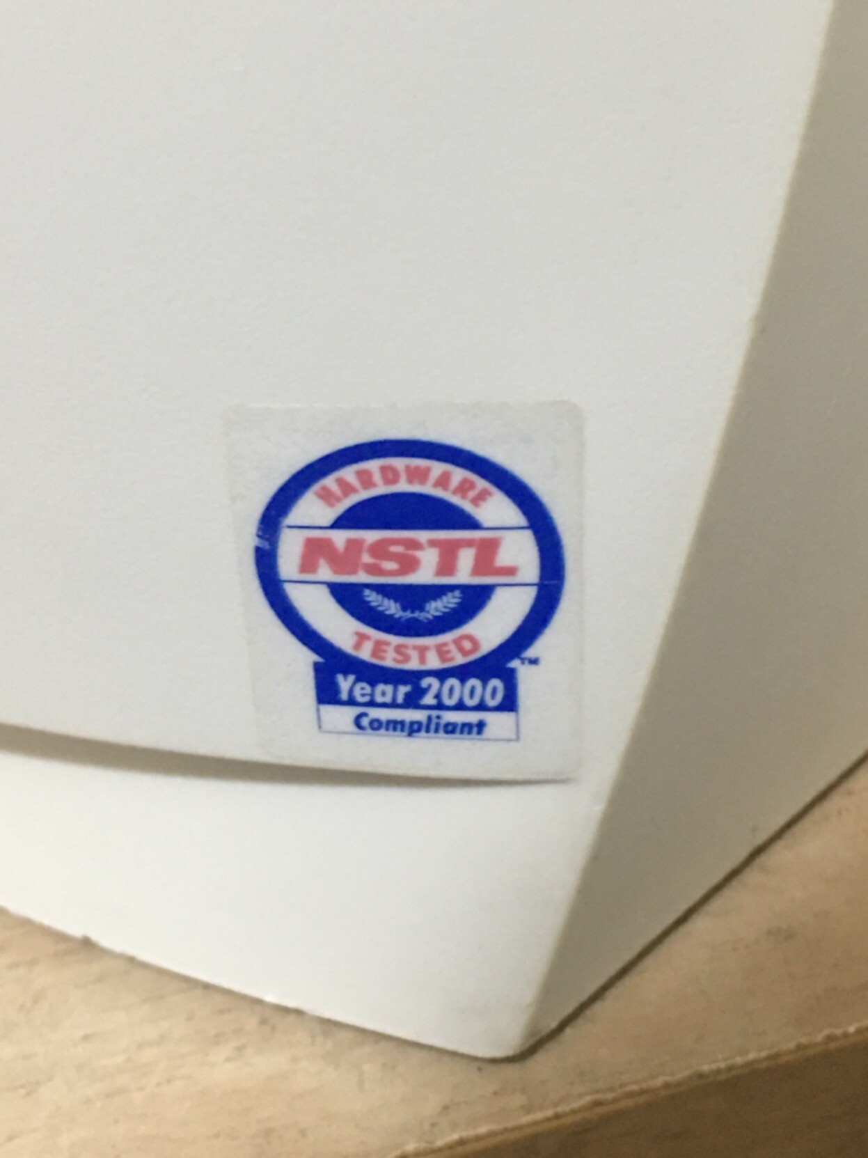 The case also has a Year 2000 Compliant sticker.